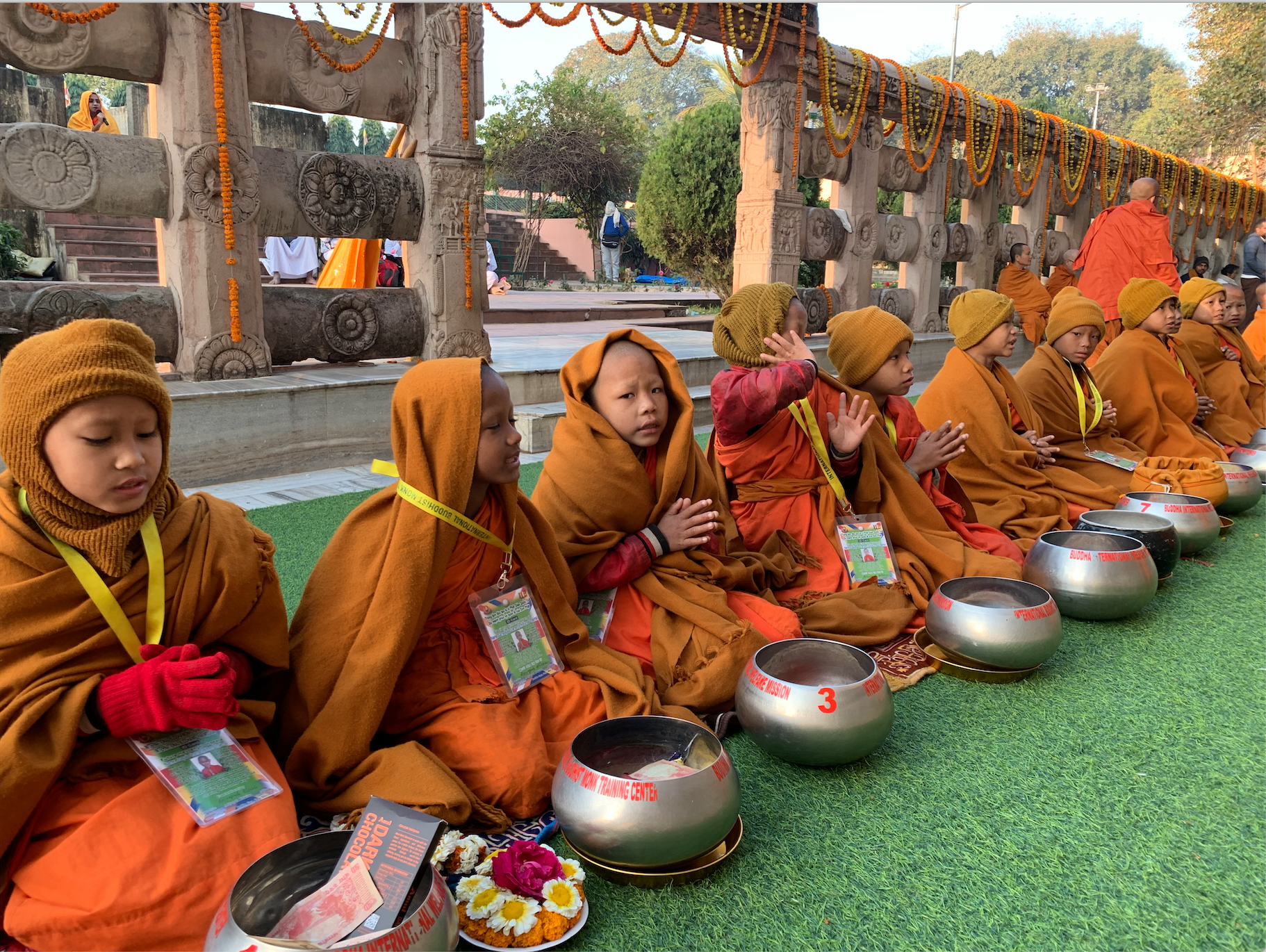 Junge Mönche. Rigpa Gebetsfest, März 2019, Bodhgaya (Indien)