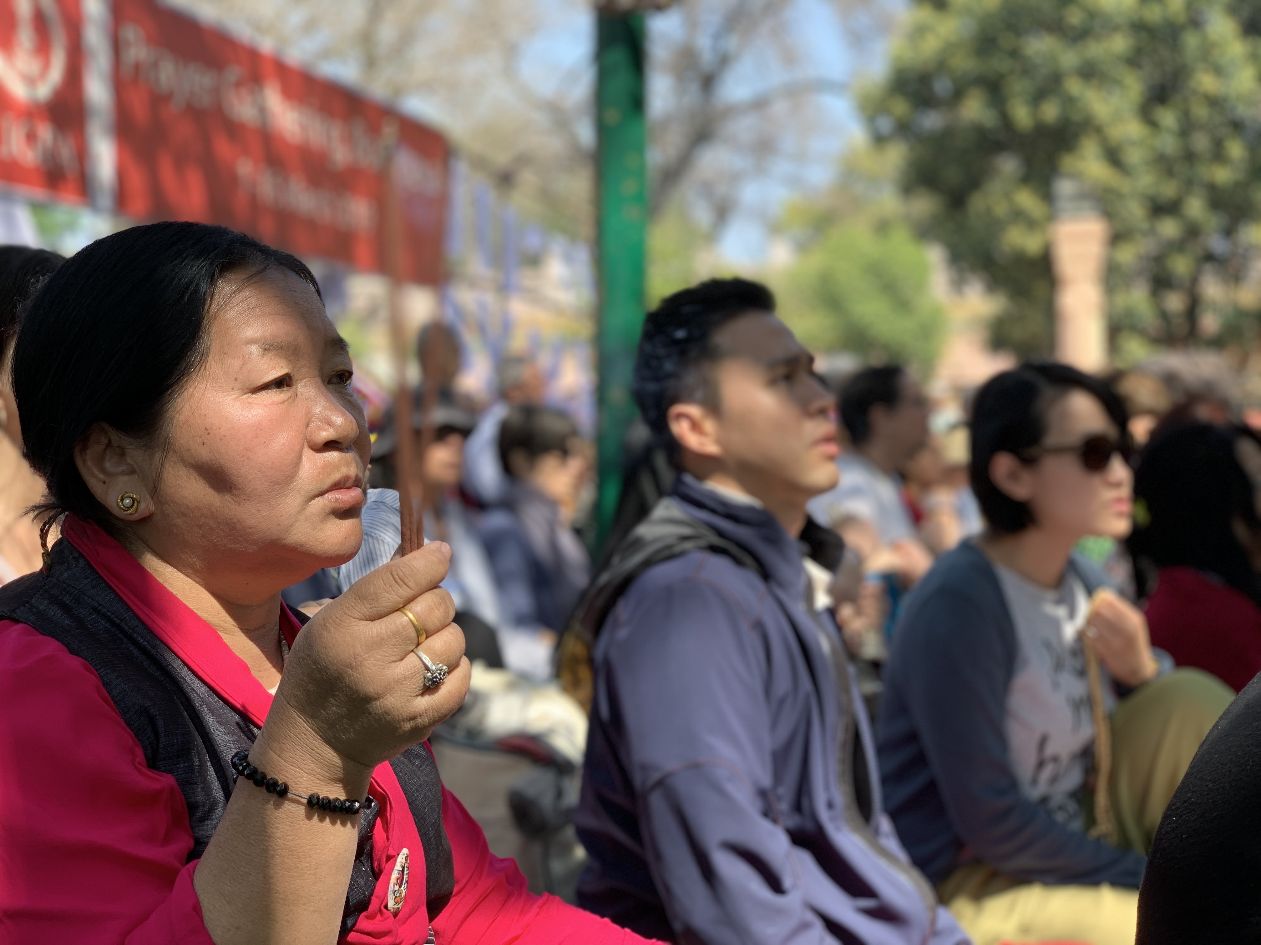 Praktizierende. Rigpa Gebetsfest, März 2019, Bodhgaya (Indien)