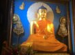 Buddha-Statue im Mahabodhi-Tempel. Rigpa Gebetsfest, März 2019, Bodhgaya (Indien)